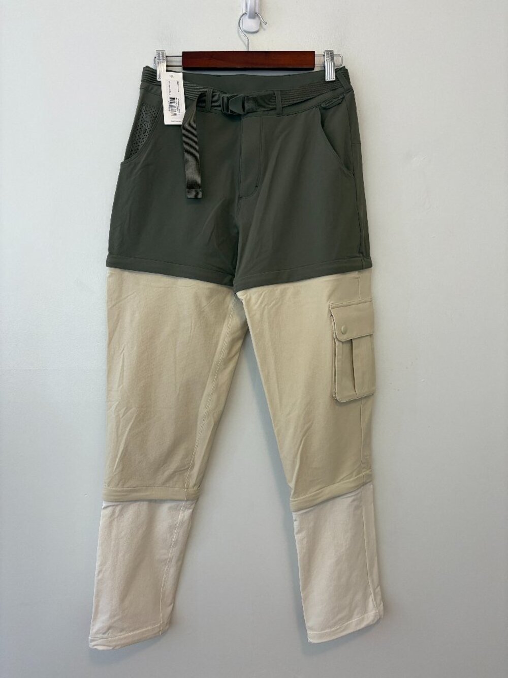 Outdoor Voices Womens RecTrek Zip-Off Pants Cargo Hiking Colorblock Small Green